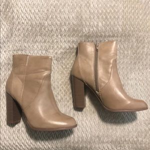 Taupe faux leather ankle boots